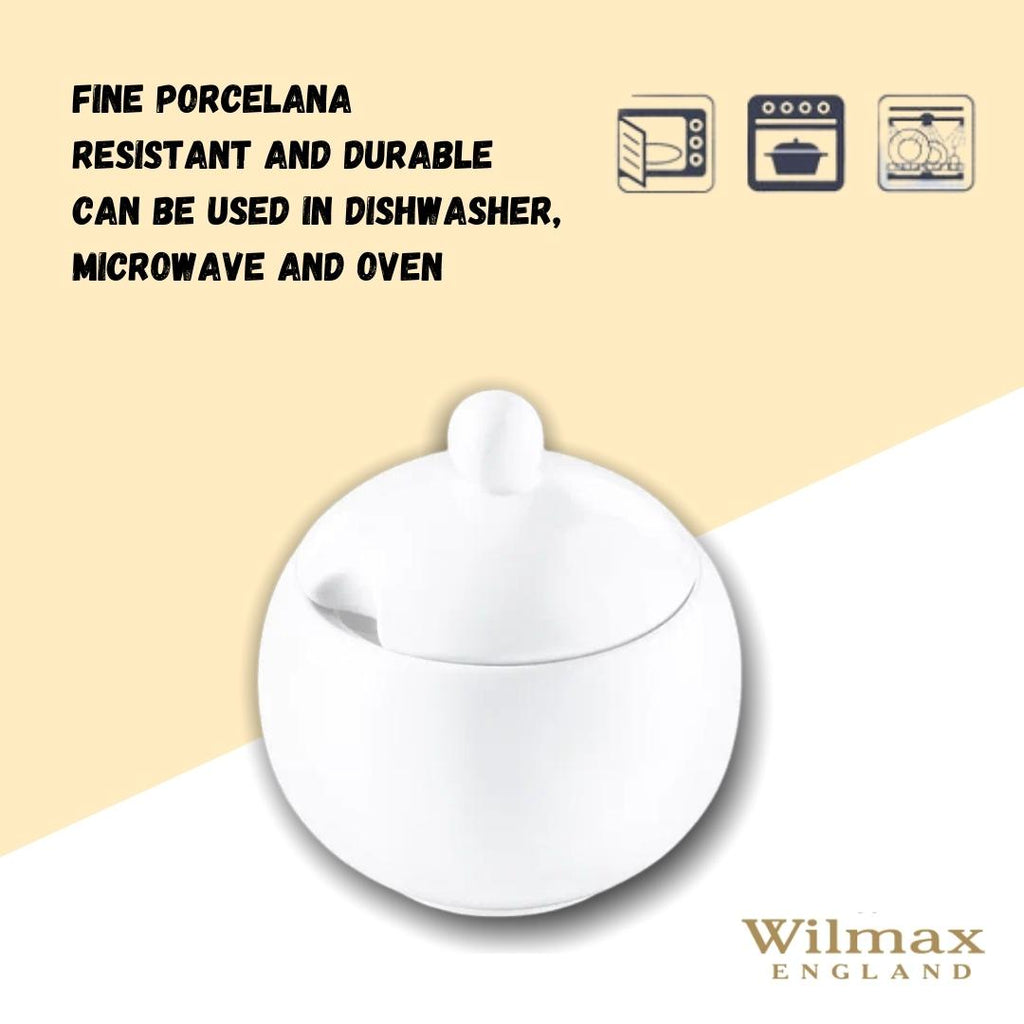 Wilmax Zuckerdose mit Deckel 300 ml Weiß Porzellan Olivia WL-995001/A