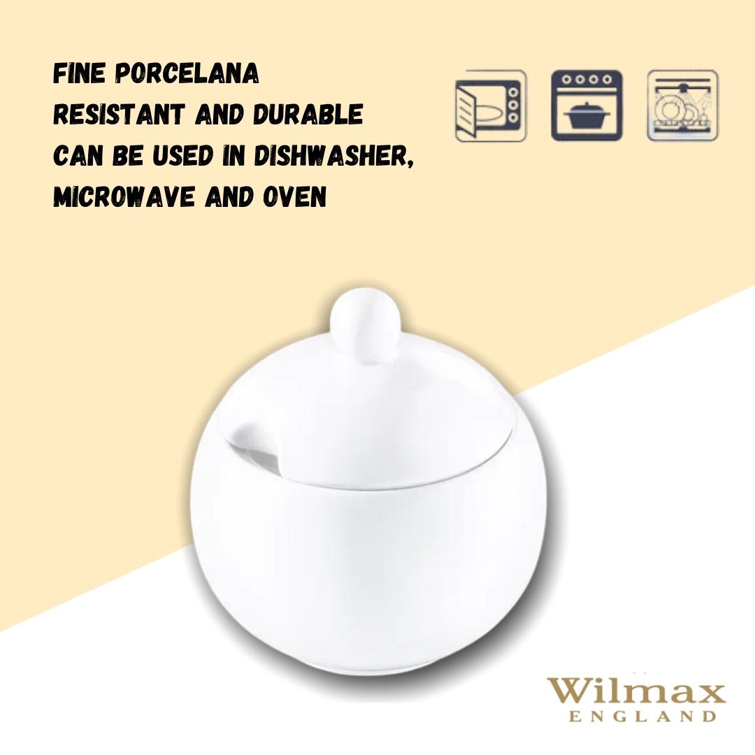 Wilmax Zuckerdose mit Deckel 300 ml Weiß Porzellan Olivia WL-995001/A