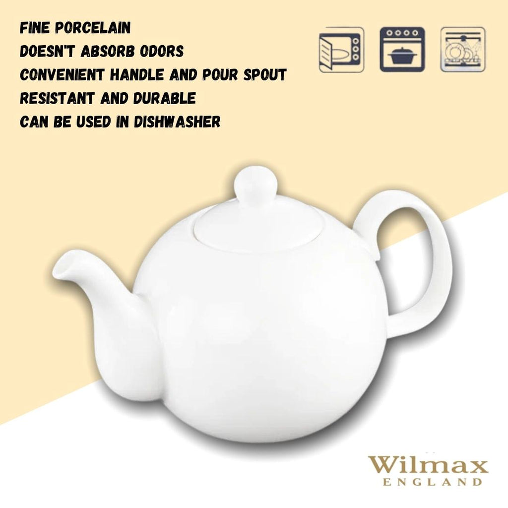 Wilmax Kaffee- und Teekanne mit integriertem Ausgusssieb 1100 ml Weiß aus Porzellan