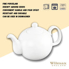 Wilmax Kaffee- und Teekanne mit integriertem Ausgusssieb 1100 ml Weiß aus Porzellan