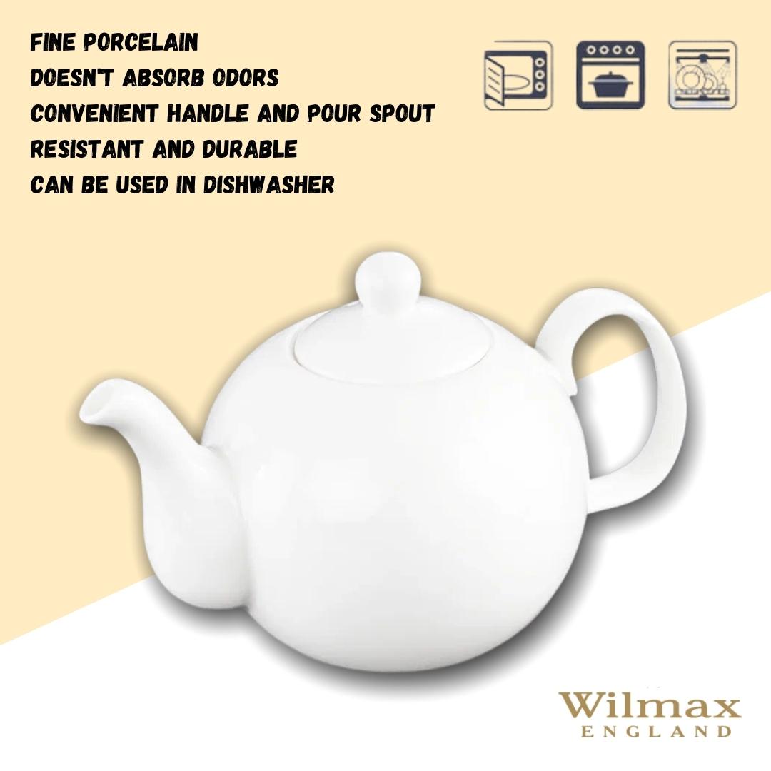 Wilmax Kaffee- und Teekanne mit integriertem Ausgusssieb 1100 ml Weiß aus Porzellan