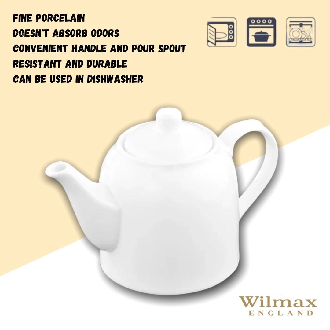 Wilmax Kaffee- und Teekanne mit integriertem Ausgusssieb 500 ml Weiß aus Porzellan