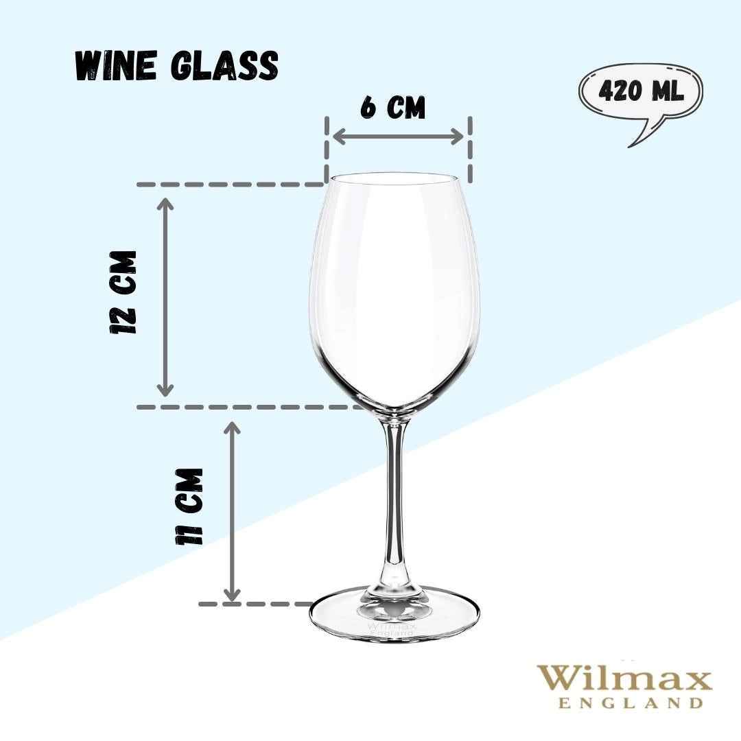 Wilmax Weinglas 420 ml Kristallglas Transparent 6er Set WL-888013/6A