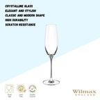 Wilmax Champagnerflöte 260 ml Kristallglas Transparent 2er Set WL-888048/2C