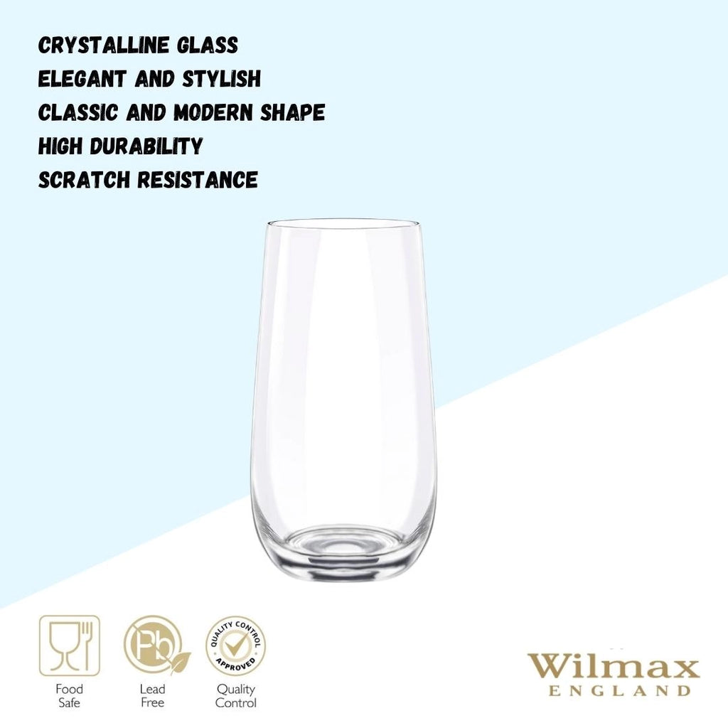 Wilmax Longdrinkglas 500 ml Kristallglas Transparent 2er Set WL-888052/2C