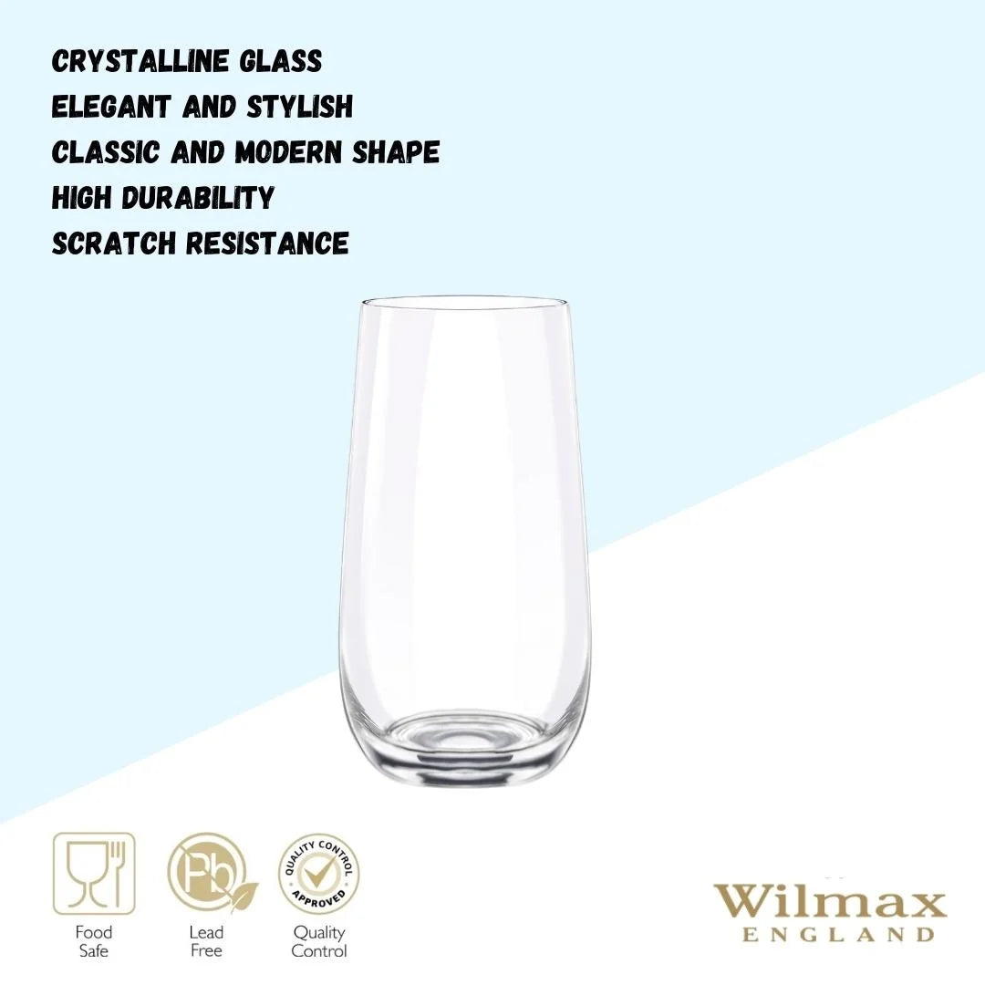 Wilmax Longdrinkglas 500 ml 2er-Set Transparent aus Kristallglas