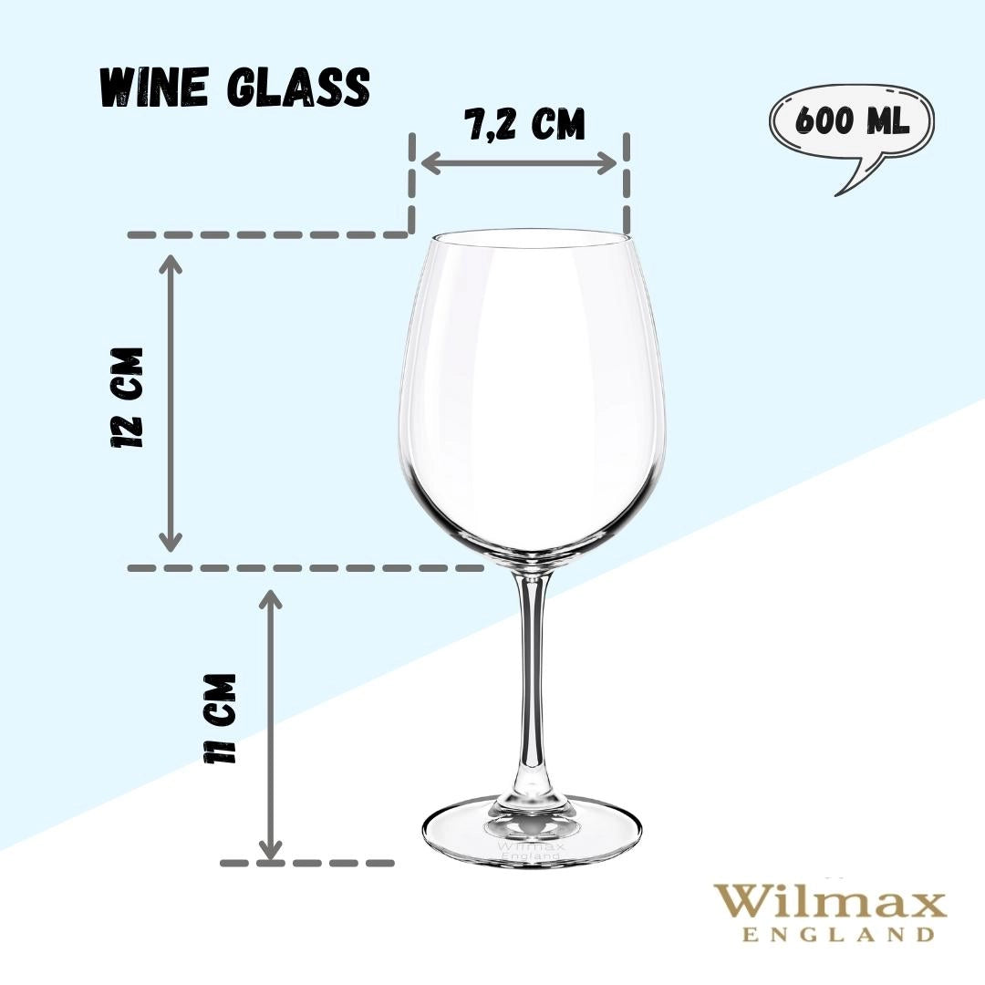 Wilmax Weinglas 600 ml Kristallglas Transparent 6er Set WL-888014/6A