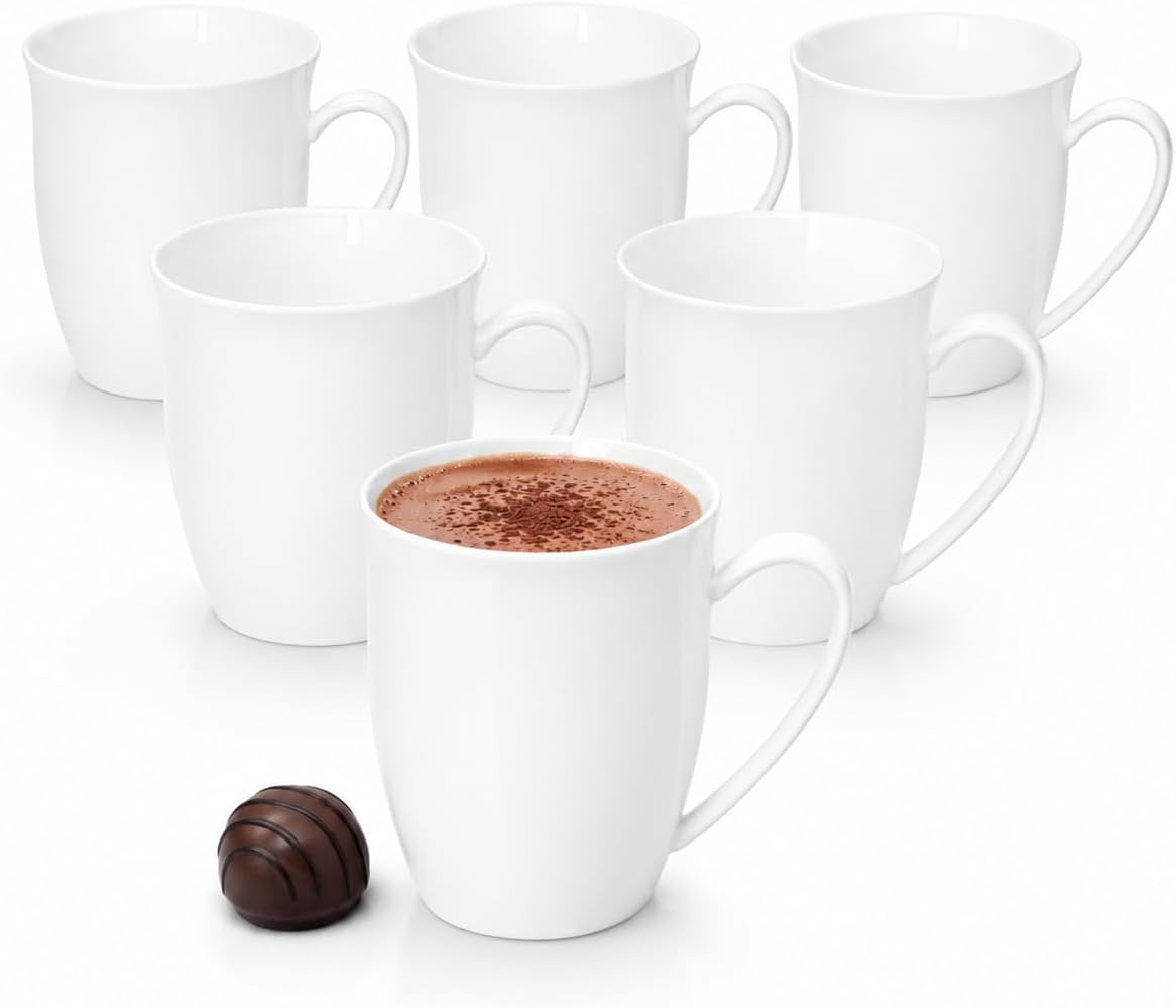 Wilmax Tasse 380 ml 6er-Set Weiß aus Porzellan