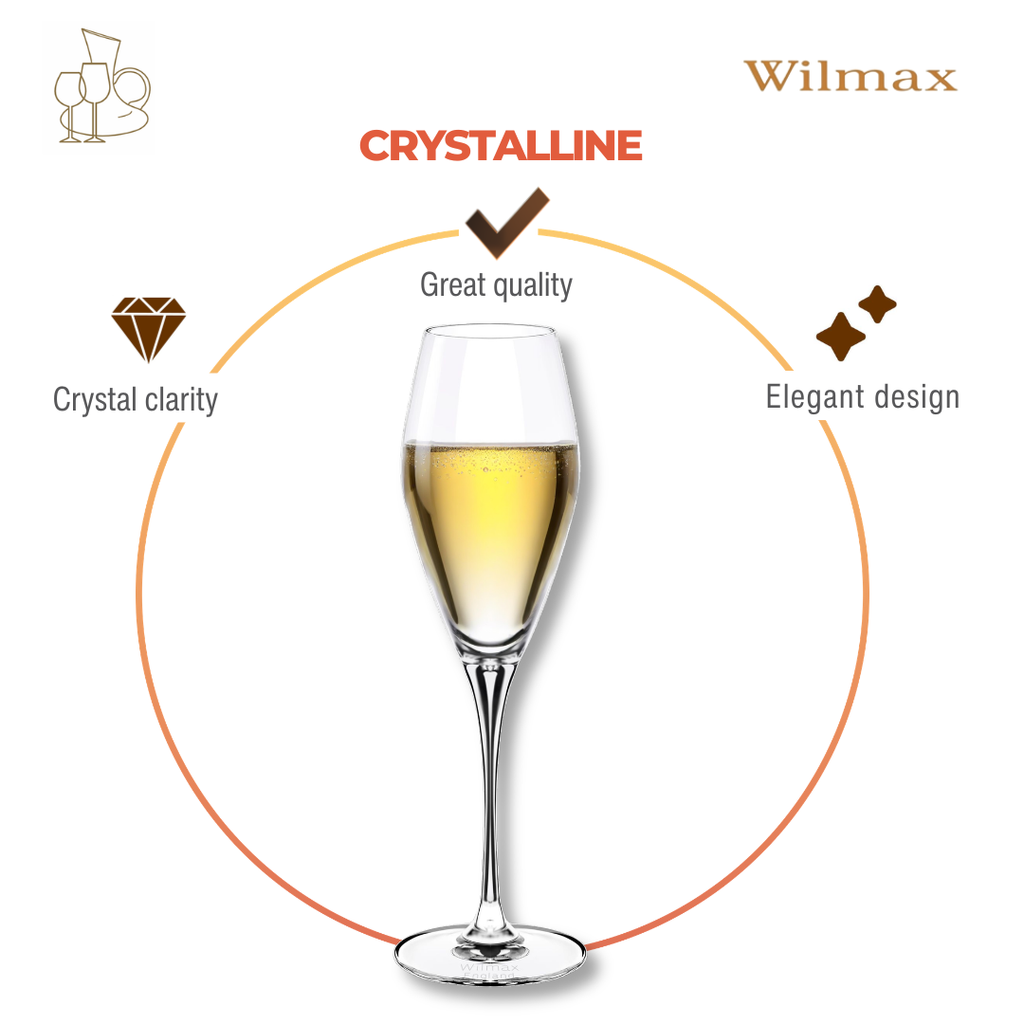 Wilmax Champagnerflöte 290 ml 2er-Set Transparent aus Wilmax Crystalline-Serie