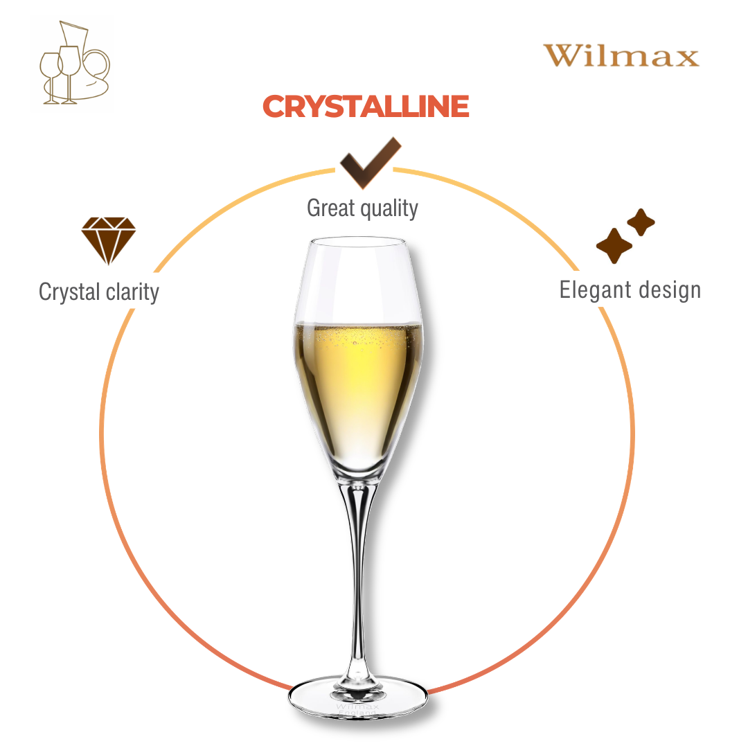 Wilmax Champagnerflöte 290 ml 2er-Set Transparent aus Wilmax Crystalline-Serie
