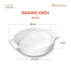 Wilmax Auflaufform mit Griffen 650 ml Weiß aus Porzellan