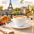 Wilmax Tasse mit Untertasse 240 ml 6er-Set Weiß aus Porzellan
