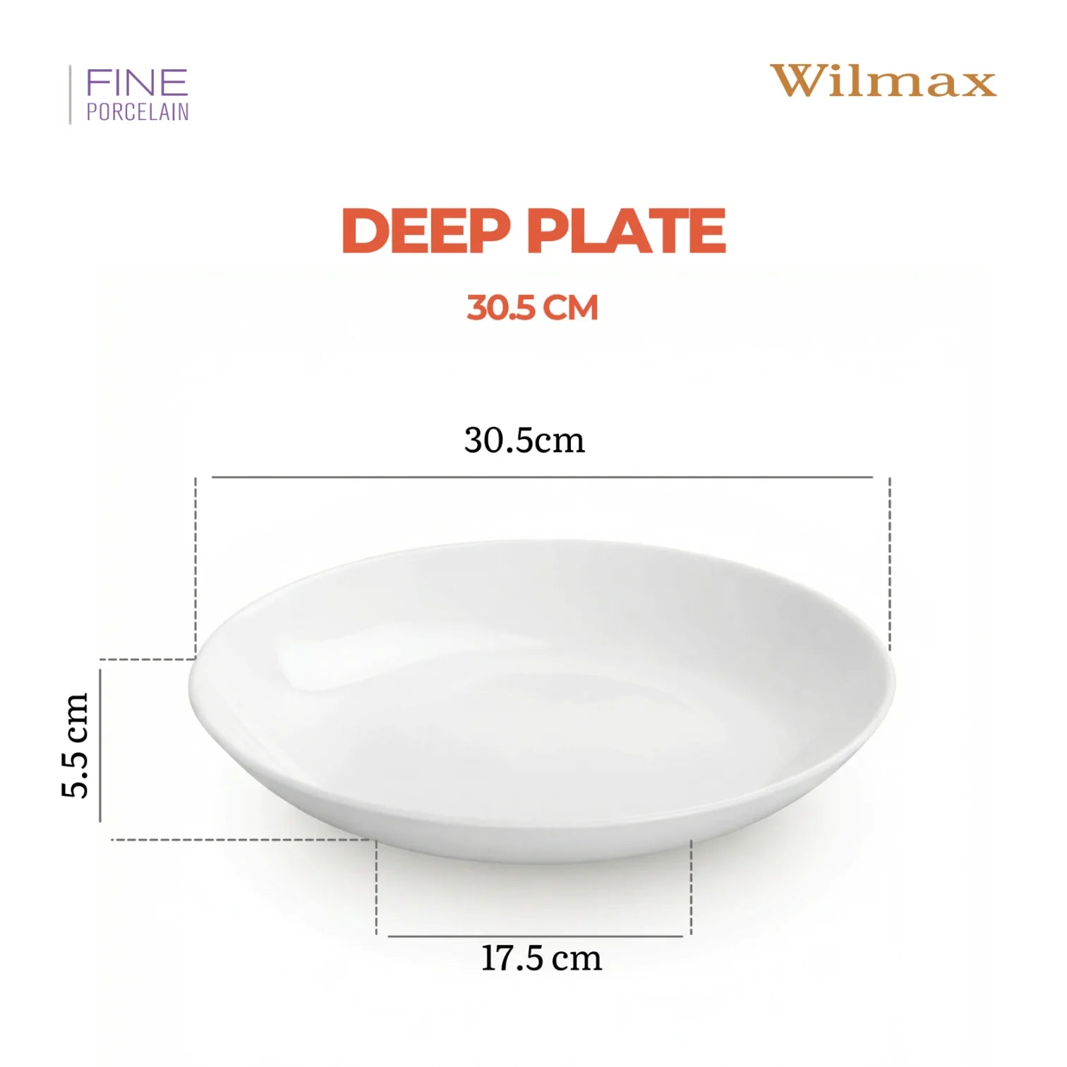 Wilmax Tiefer Servierteller 30,5 cm Weiß aus Porzellan