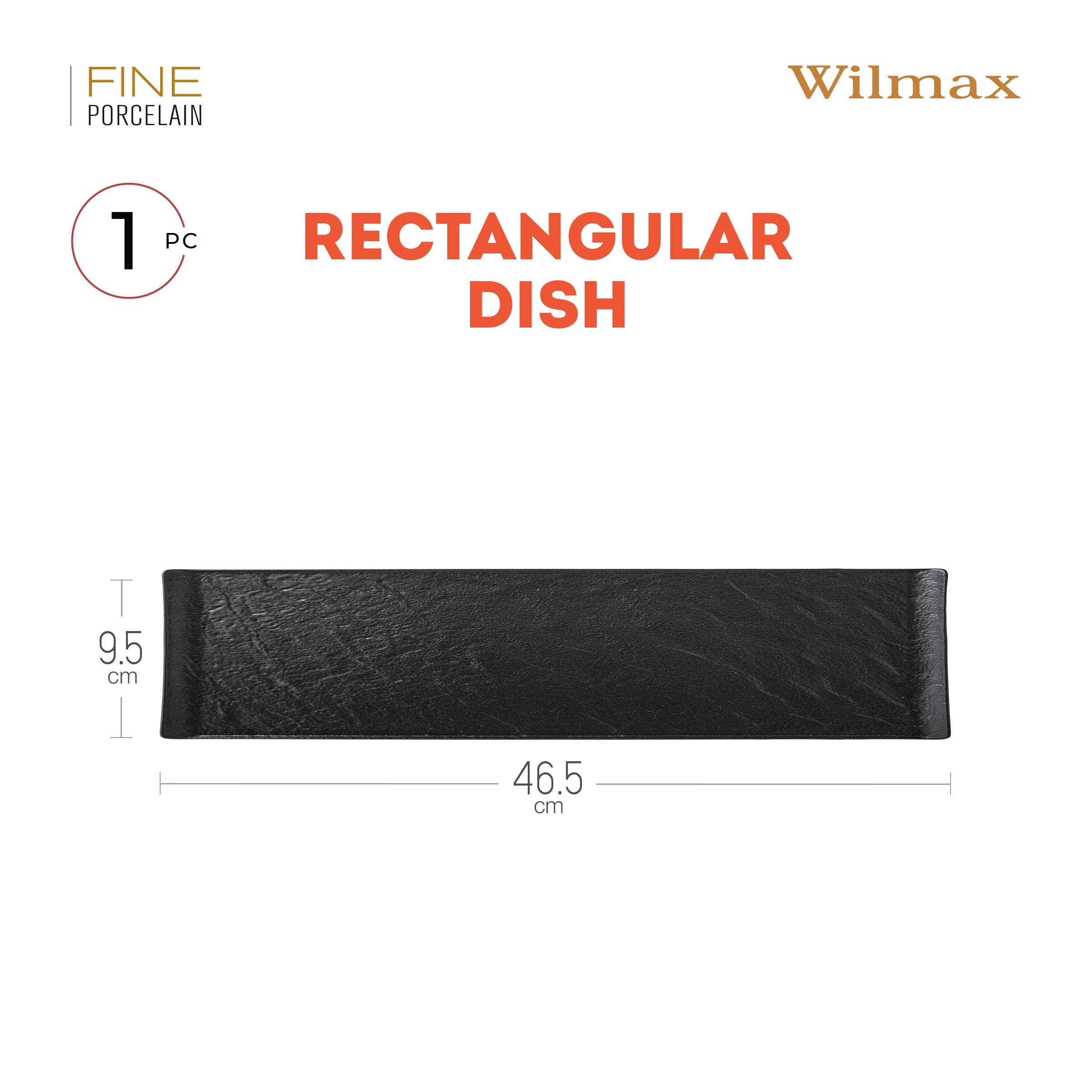 Wilmax Servierplatte 46,5 × 9,5 cm Schwarz aus Porzellan