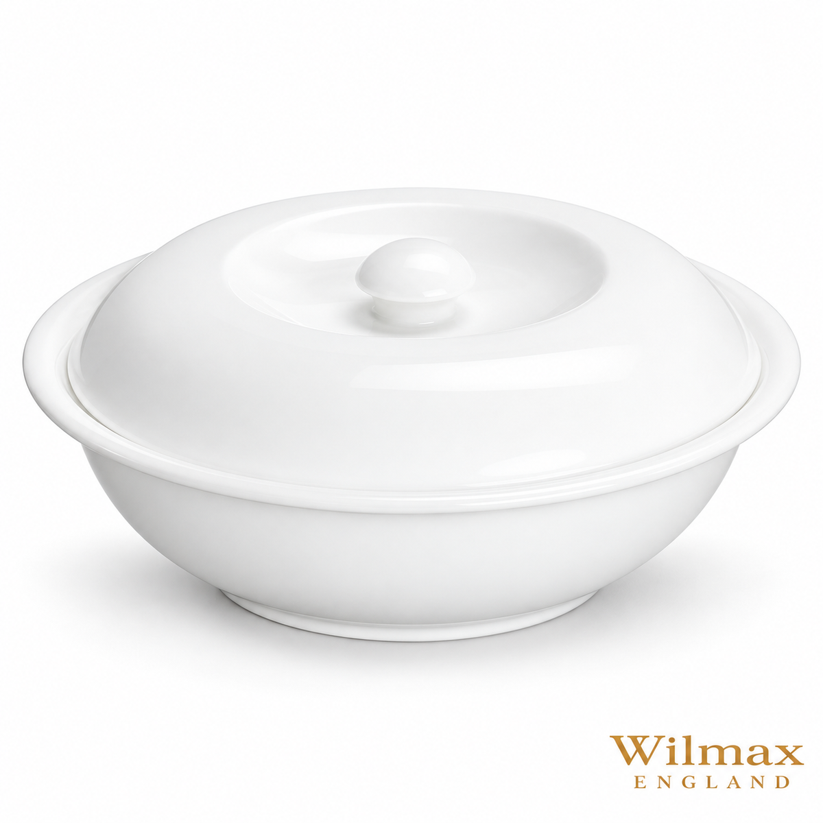 Wilmax Suppenterrine mit Deckel 1700 ml 26 cm Weiß aus Porzellan