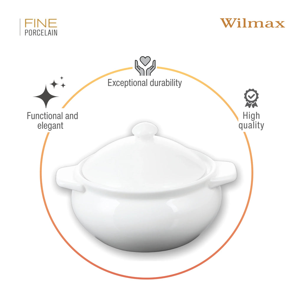 Wilmax Topf mit Deckel 620 ml Weiß aus Porzellan