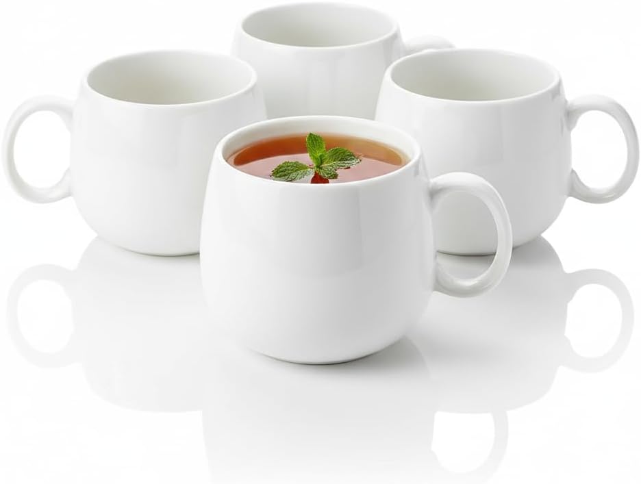 Wilmax Tasse 400 ml Porzellan Weiß 4er Set Kaffee Becher WL-993084/A4