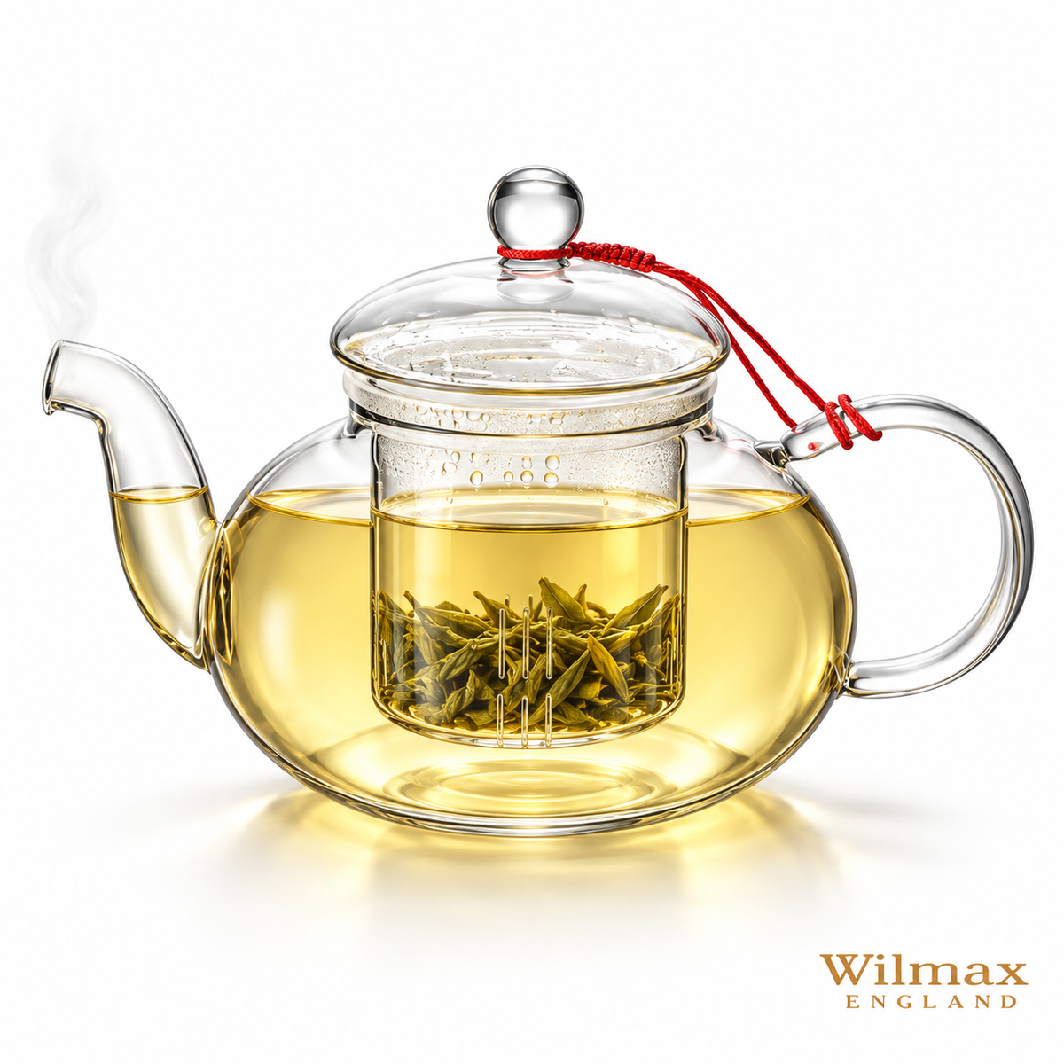 Wilmax Teekanne 1550 ml mit Glasfilter Transparent aus Thermoglas