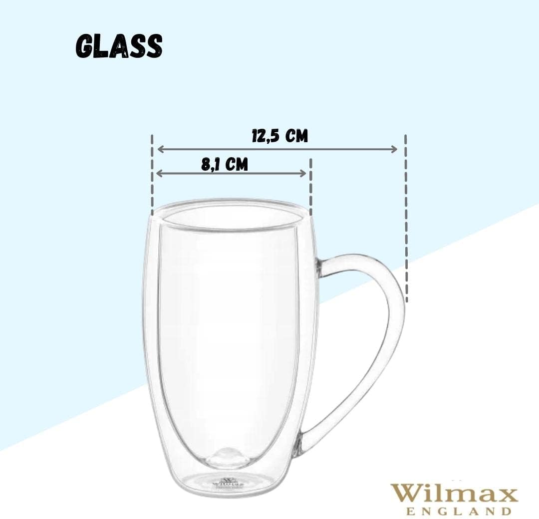 Wilmax Doppelwandiger Becher 400 ml 6er-Set Transparent