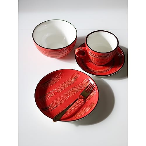 Wilmax WL-669236/B Porzellan Untertasse, Rot, 15cm Durchmesser