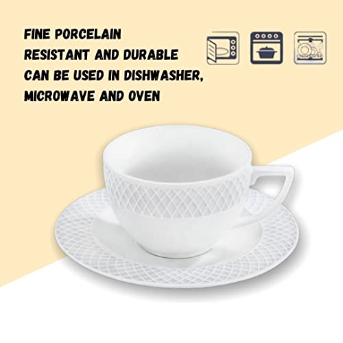 Wilmax WL-880106/AB Porzellan Cappuccino-Tasse und Untertassen-Set, Weiss, 170mL Kapazität