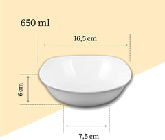 Wilmax Porzellan-Schale 650 ml, Ø 16.5 cm, 4er Set, Weiß WL-992001/A4