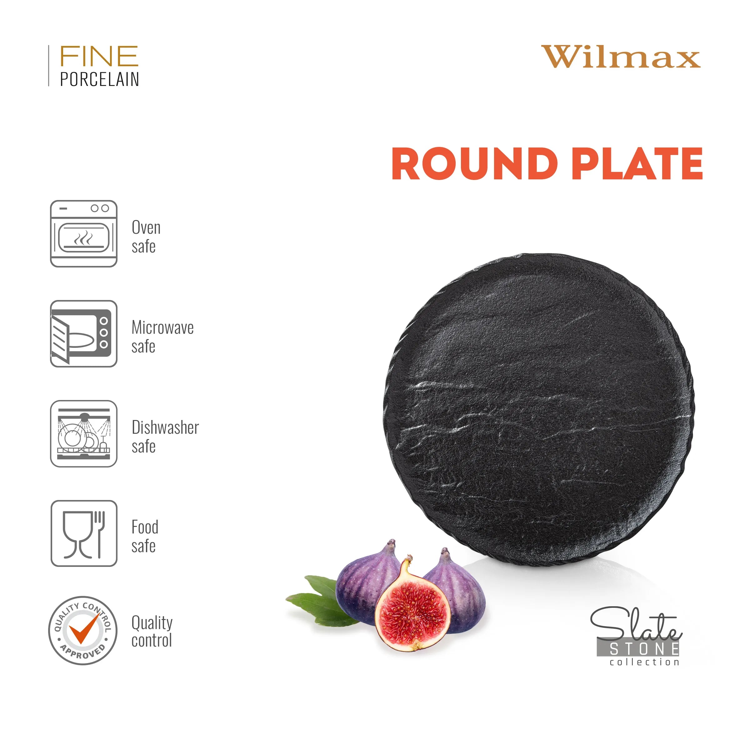 Wilmax Teller 18 cm Schwarz aus Porzellan