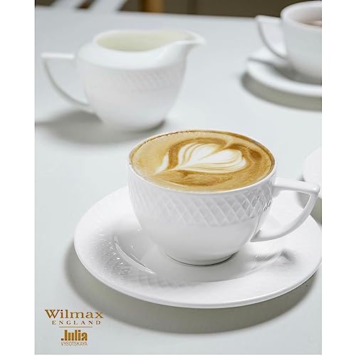 Wilmax WL-880107/AB Porzellan Kaffeetassen- und Untertassen-Set, Weiss, 90mL Kapazität