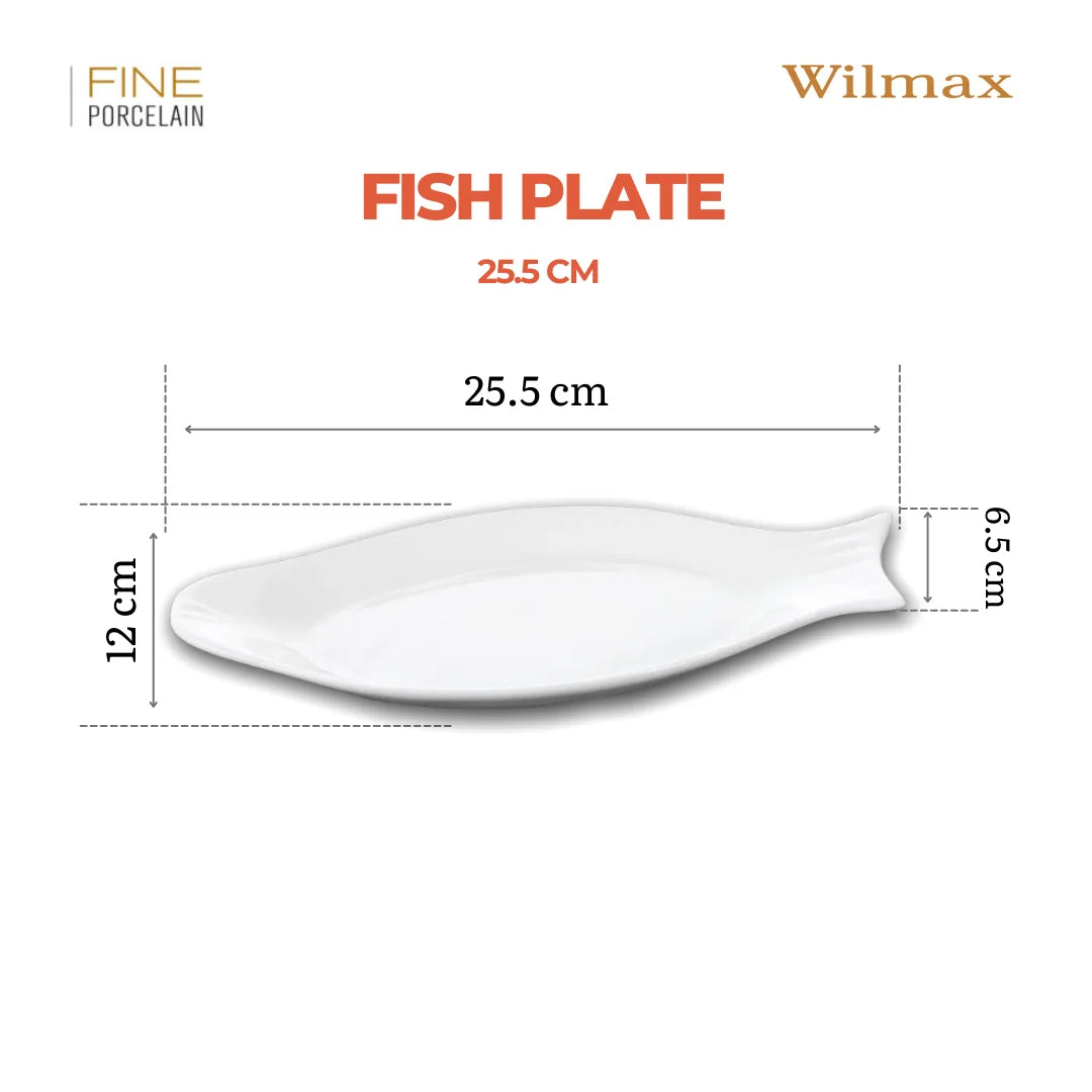 Wilmax Fischplatte 25,5 cm Weiß aus Porzellan