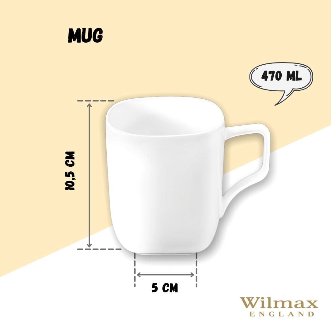 Wilmax WL-993066/A Porzellan Becher, Weiss, 470mL Kapazität