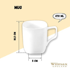 Wilmax WL-993066/A Porzellan Becher, Weiss, 470mL Kapazität