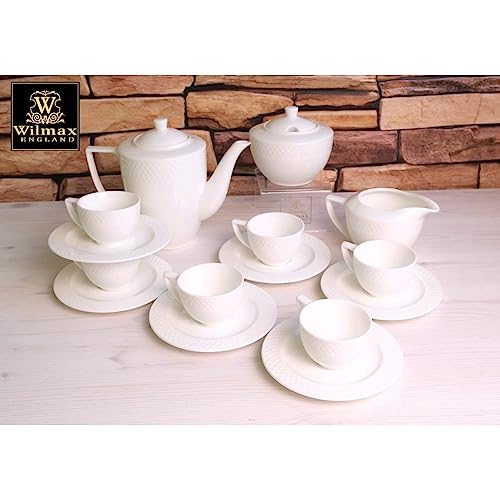 Wilmax WL-880107/AB Porzellan Kaffeetassen- und Untertassen-Set, Weiss, 90mL Kapazität