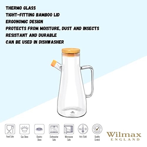 Wilmax WL-888958/A Borosilikatglas Ölflasche mit Bambusdeckel, 900mL Kapazität