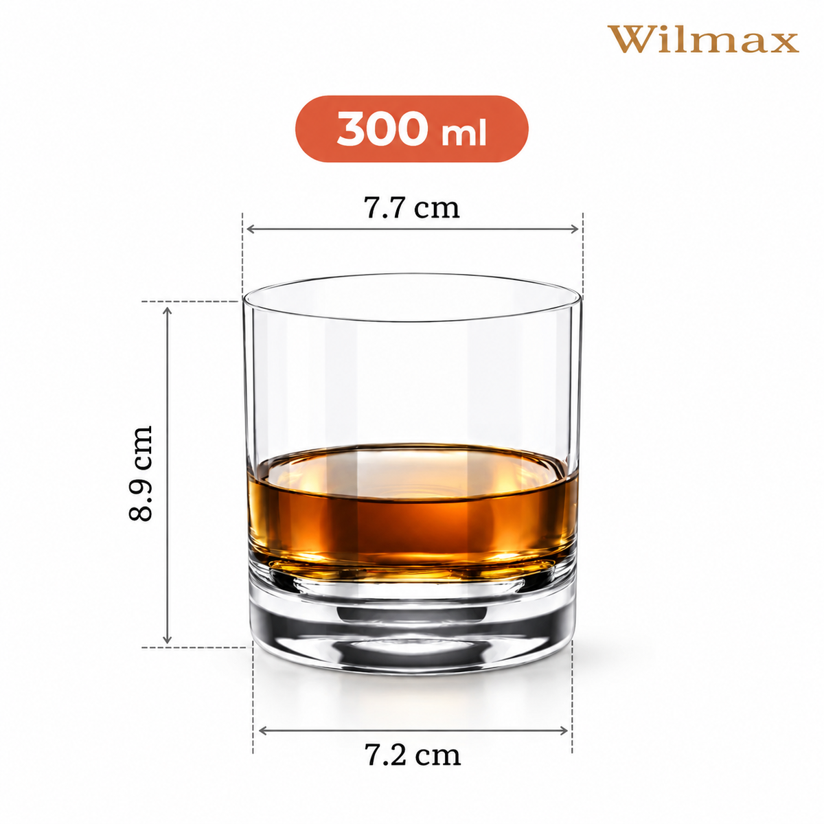 Wilmax Whiskyglas 300 ml 6er-Set Transparent aus Wilmax Crystalline-Serie