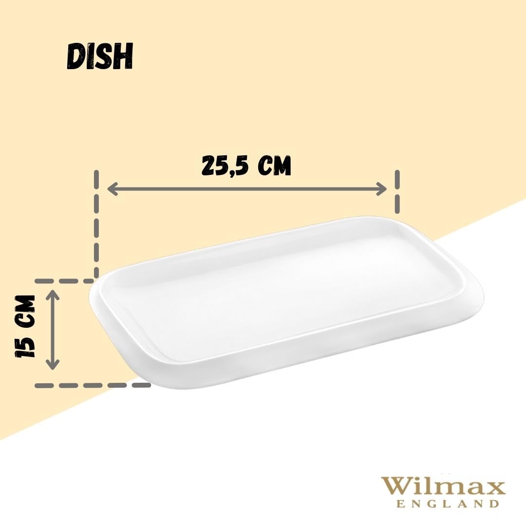 Wilmax WL-992660/A Porzellan Servierteller, Weiss, 25.5cm Länge, 15cm Breite