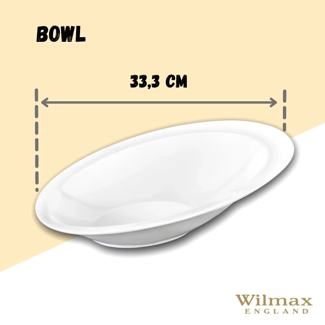 Wilmax WL-992814/A Porzellan SalatSchüssel, Weiss, 33.5cm Länge, 23cm Breite