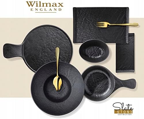 Wilmax WL-661107/A Porzellan Quadratische Platte, Schwarz, 27cm Länge, 27cm Breite