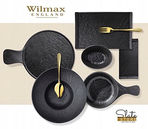 Wilmax WL-661107/A Porzellan Quadratische Platte, Schwarz, 27cm Länge, 27cm Breite