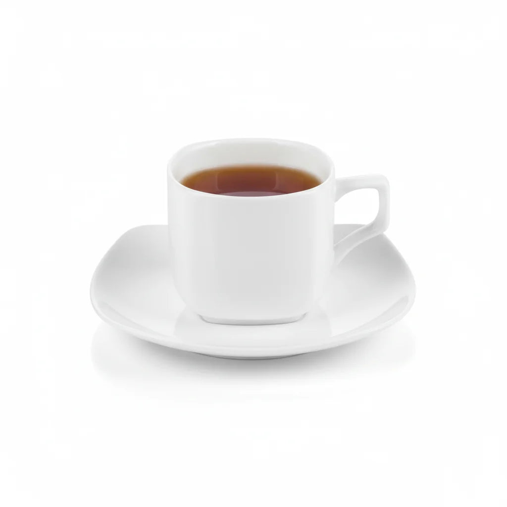 Wilmax Tasse mit Untertasse 200 ml quadratisch Weiß aus Porzellan