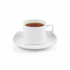 Wilmax Tasse mit Untertasse 200 ml quadratisch Weiß aus Porzellan