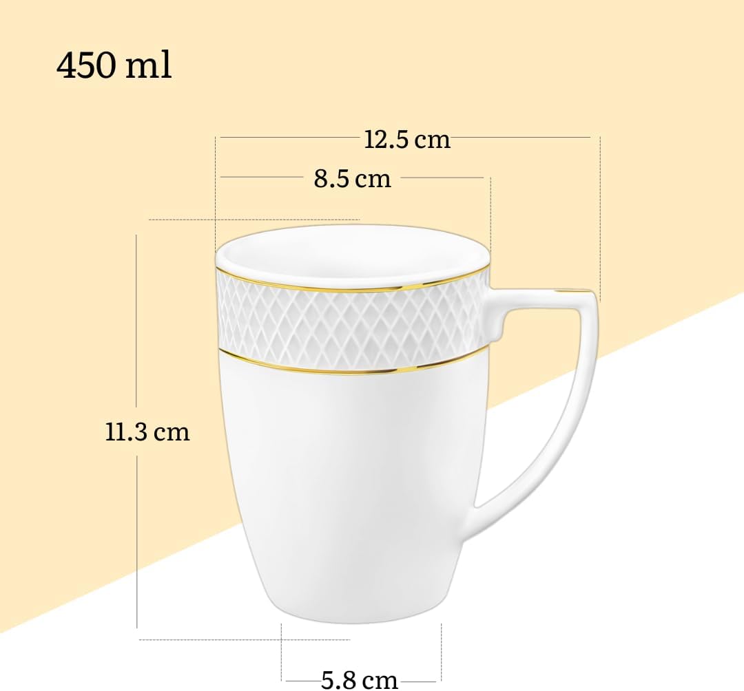 Wilmax Tasse 450 ml Weiß mit Golddekor aus Porzellan