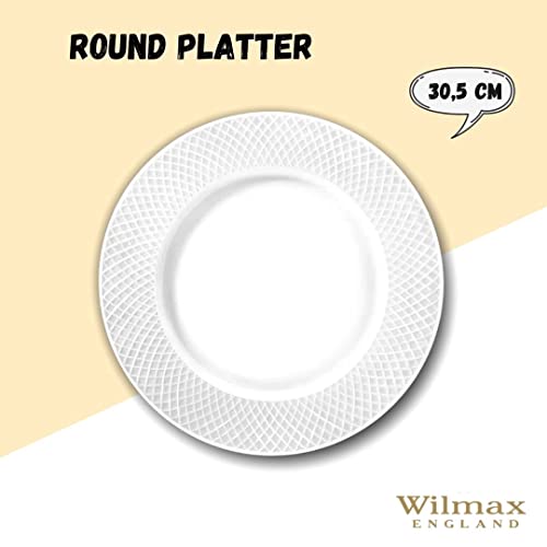 Wilmax WL-880118/1C Porzellan Runde Platte, Weiss, 30.5cm Durchmesser