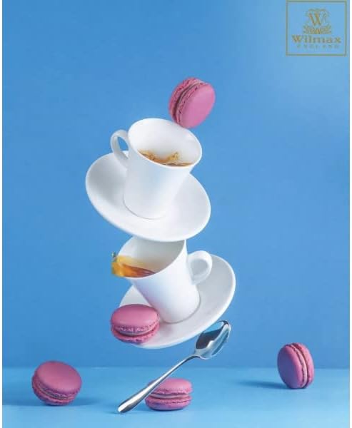 Wilmax Kaffeetassen mit Untertassen 160 ml 2er-Set Weiß aus Porzellan