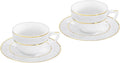 Wilmax Espressotasse mit Untertasse 90 ml Weiß Goldrand Porzellan 2er Set WL-880102400/AB2