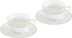 Wilmax Espressotasse mit Untertasse 90 ml Weiß Goldrand Porzellan 2er Set WL-880102400/AB2