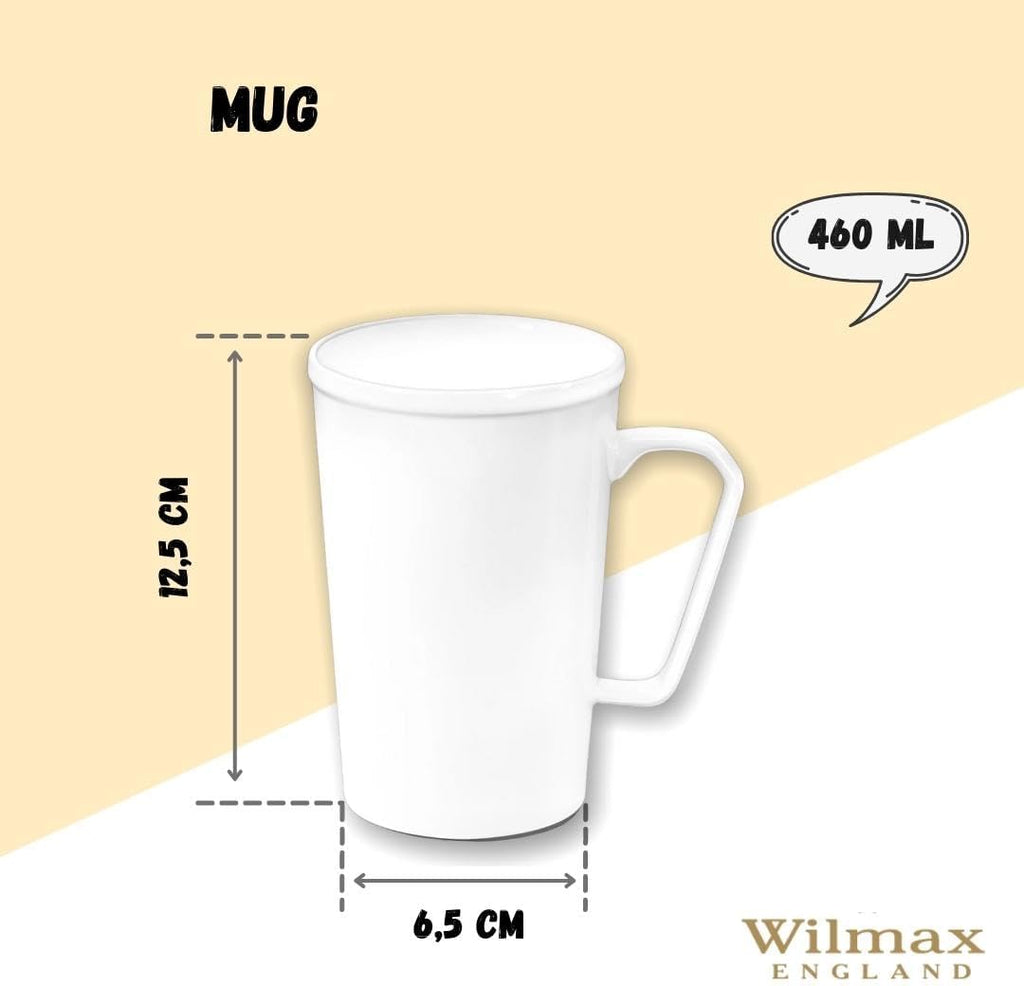 Wilmax Becher 420 ml Weiß Porzellan für Kaffee und Tee WL-993089/A