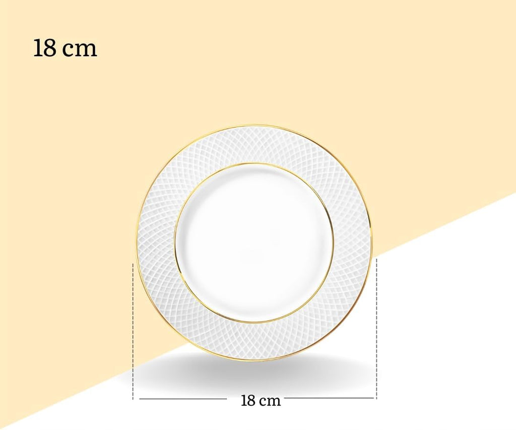 Wilmax Teller 18 cm Weiß Goldrand Porzellan 6er Set WL-880102101/A6