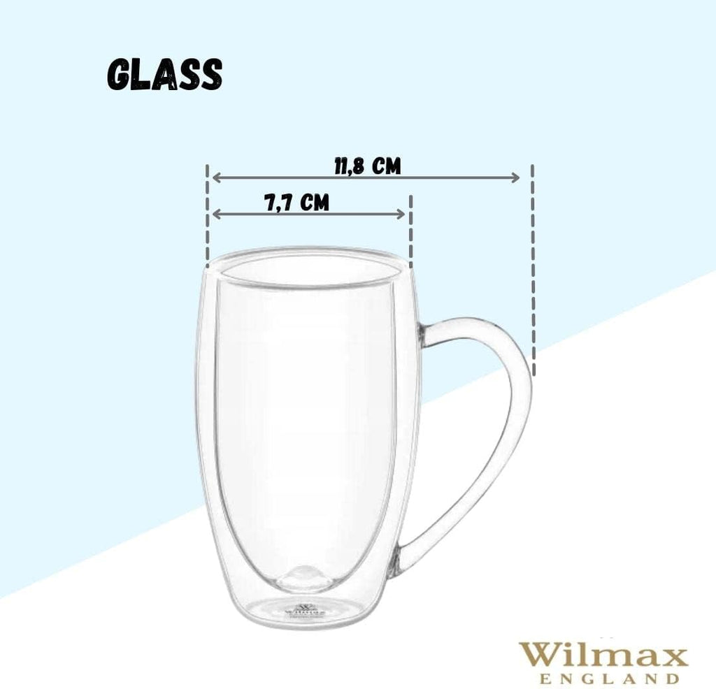 Wilmax Doppelwandiger Glasbecher 300 ml 6er-Set Transparent
