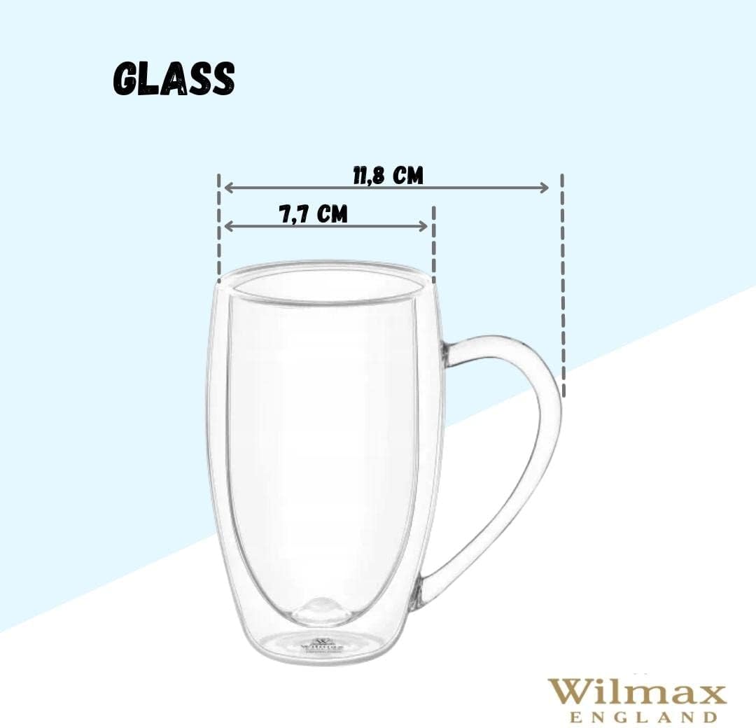 Wilmax Doppelwandiger Glasbecher 300 ml 6er-Set Transparent