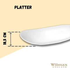 Wilmax WL-992810/A Porzellan Platte, Weiss, 33cm Länge, 18.5cm Breite